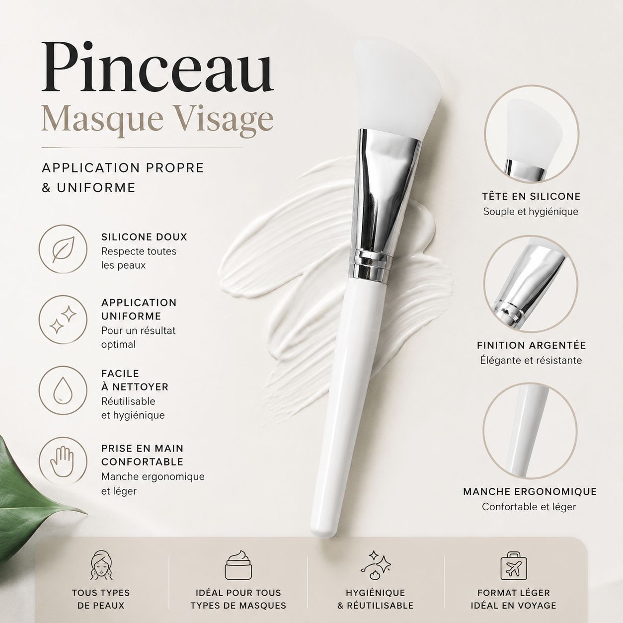 Pinceau Applicateur Masque Visage en Silicone